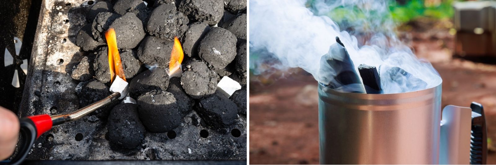 Charcoal glowing under barbecue