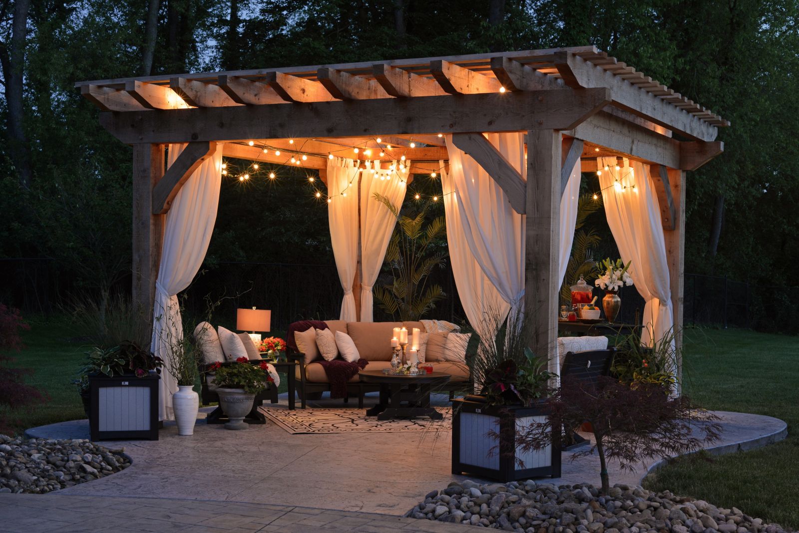 Patio with candle lights and heating